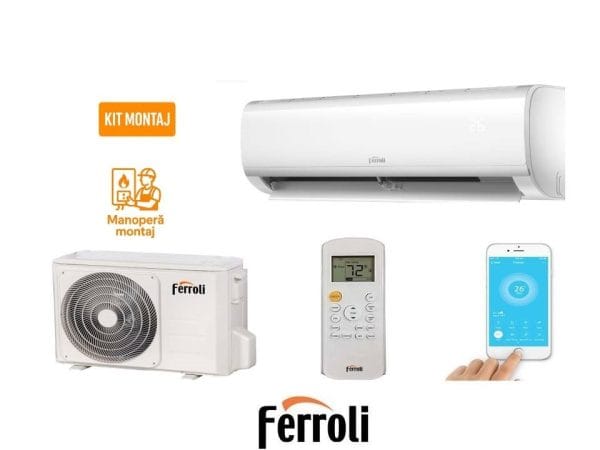 Pachet Montaj – Aer Conditionat FERROLI GIADA S 12.000 BTU cu Montaj si Accesorii incluse (Valabil pentru Dej + 40km)