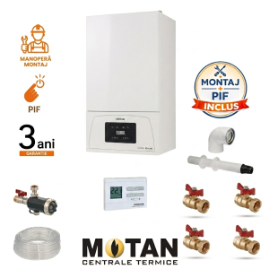 Pachet Montaj Centrala Motan Condens KPLUS 20 kW incalzire si ACM, Kit de evacuare inclus + Montaj + PIF (valabil pentru Dej+40Km)