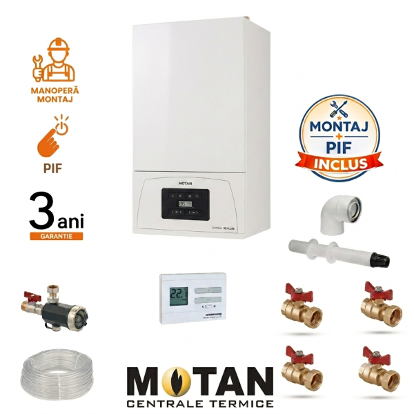 Gemini_Generated_Image_hwt7tqhwt7tqhwt7 Pachet Montaj Centrala Motan Condens KPLUS 20 kW incalzire si ACM, Kit de evacuare inclus + Montaj + PIF (valabil pentru Dej+40Km)