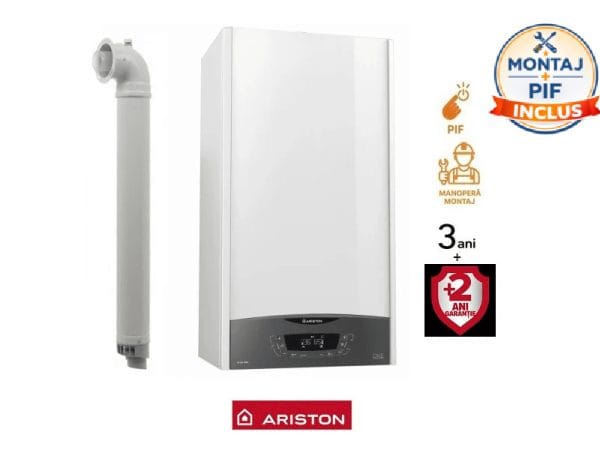Pachet Montaj Centrala Ariston Clas One Wi-Fi 24, incalzire si ACM, Kit de evacuare inclus + Montaj + PIF + Garantie 5 ani(valabil pentru Dej+40Km)