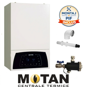 Pachet Montaj Centrala Motan Condens Plus 100, 25 kW incalzire si ACM, 7 ani Garantie, Kit evacuare inclus + Filtru magnetita CADOU + Montaj + PIF (valabil pentru Dej+40Km)