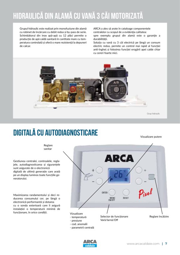 centrala-termica-arca-pixel-25f-25kw-conventionala (1) Pachet Montaj Centrala Clasica ARCA Pixel 25F, 25 kW incalzire si ACM, Kit evacuare inclus + Montaj + PIF (valabil pentru Dej+40Km)
