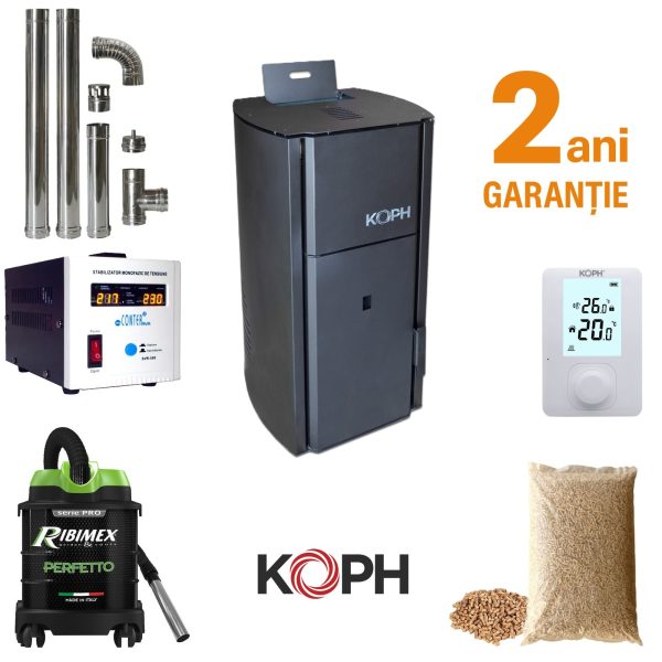 Pachet Cazan pe peleti KOPH PM 18 kW – Complet echipat (Suficient pentru ~120 mp)